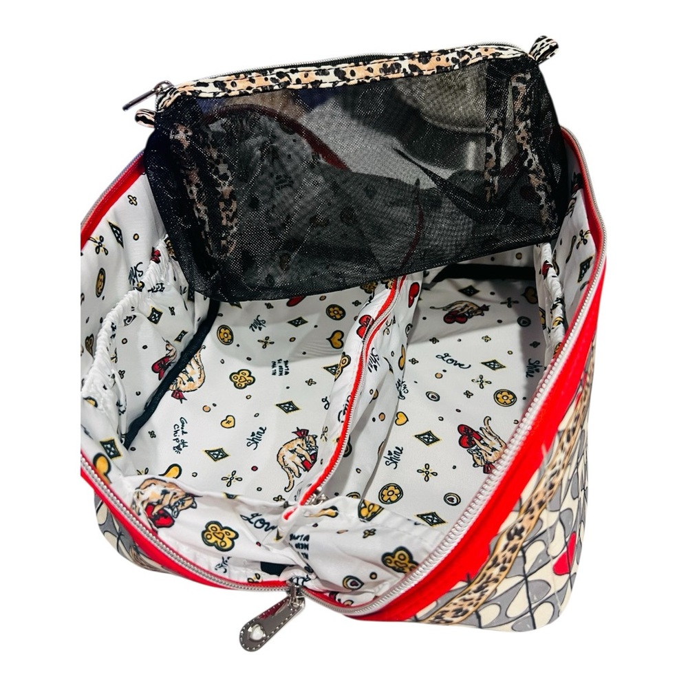 Brighton Wild Love Cosmetic Bag Travel Bag Hearts Leopard 9”W x 5”D x 4.5”H - Picture 5 of 5